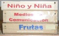 sello niño y niña, medios de comunicación y frutas